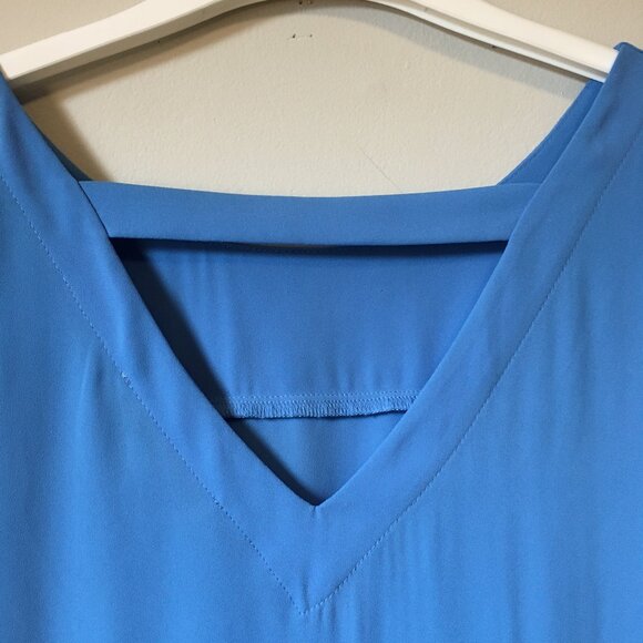 LOFT Perwinkle Blue Cut Out Flutter Sleeve Top - Picture 7 of 14